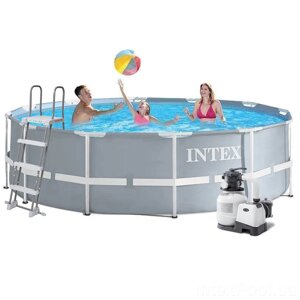 Каркасний басейн Intex 26718 - 7, 366 х 122 см (6 000 л/год, сходи, тент, підстилка)