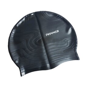 Шапочка для плавання InPool MSW013, універсальна, розмір М (8+обхват голови 52-65 см,22 х 19 см), чорна