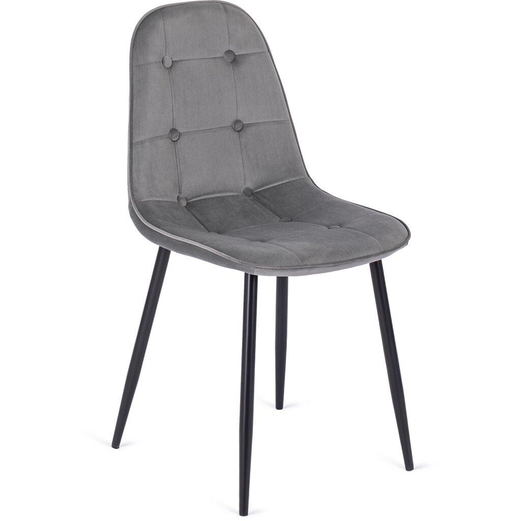 ARIS Сірий велюровий сучасний стілець у стилі лофт з м'якою оббивкою для вітальні від компанії AquaDom - фото 1
