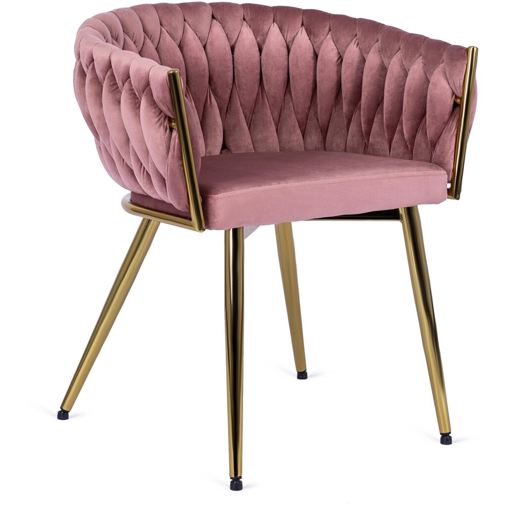 CAPRI Рожевий велюровий сучасний гламурний м'який плетений стілець для вітальні від компанії AquaDom - фото 1