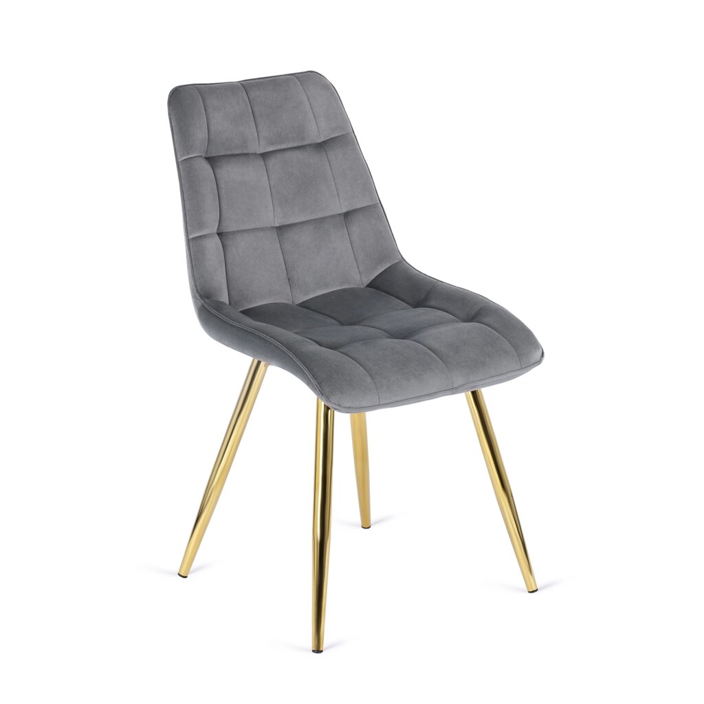 CARO Сірий велюровий сучасний стілець у стилі лофт з м'якою оббивкою для вітальні від компанії AquaDom - фото 1