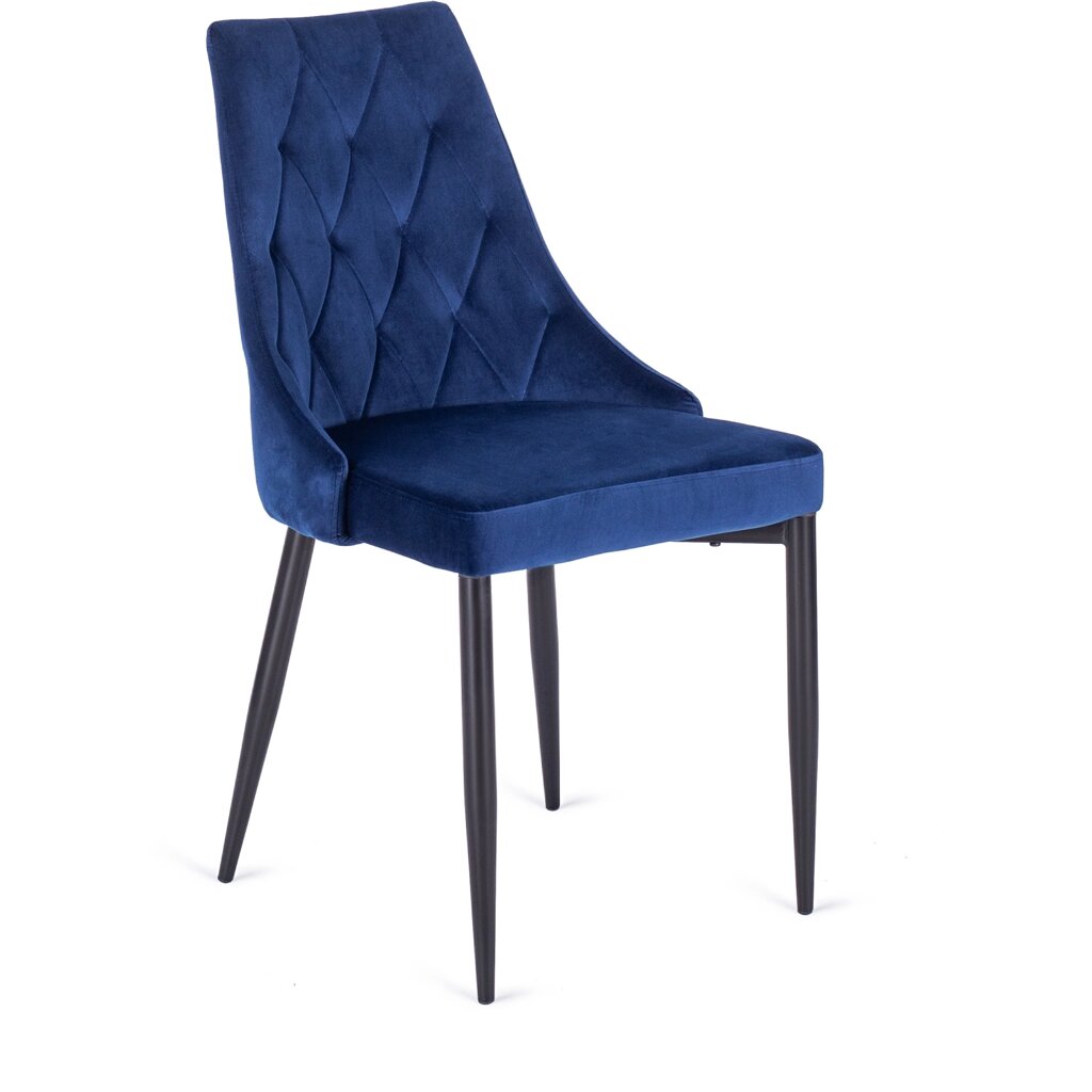 CORK Темно-синій велюровий сучасний стілець у стилі лофт з м'якою оббивкою для вітальні від компанії AquaDom - фото 1