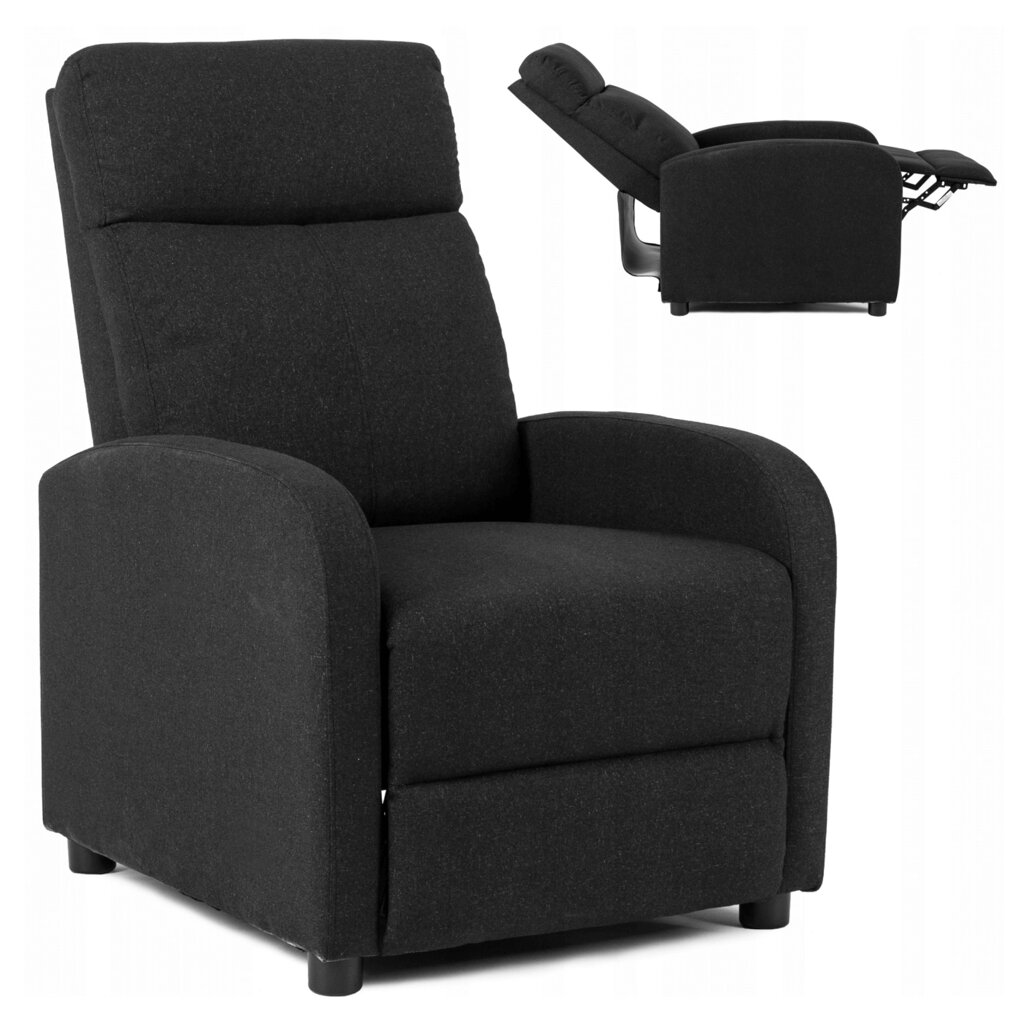 DANNY Чорне сучасне крісло з відкидною спинкою та підставкою для ніг від компанії AquaDom - фото 1