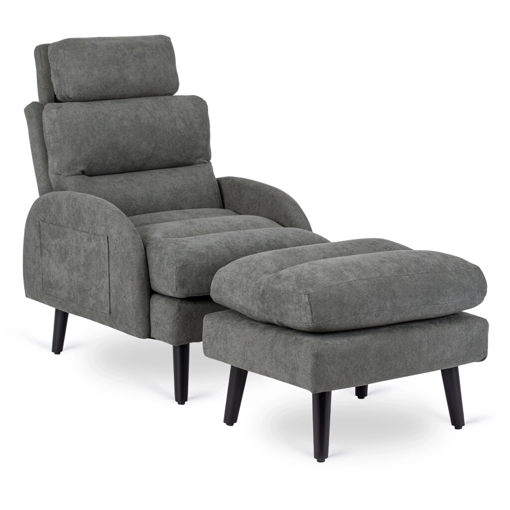 Крісло для відпочинку з підставкою для ніг HENRY Grey Modern Loft від компанії AquaDom - фото 1