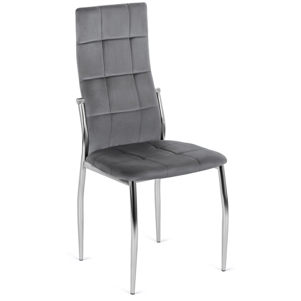 МОЛІ Сірий велюровий сучасний м'який стілець для їдальні від компанії AquaDom - фото 1