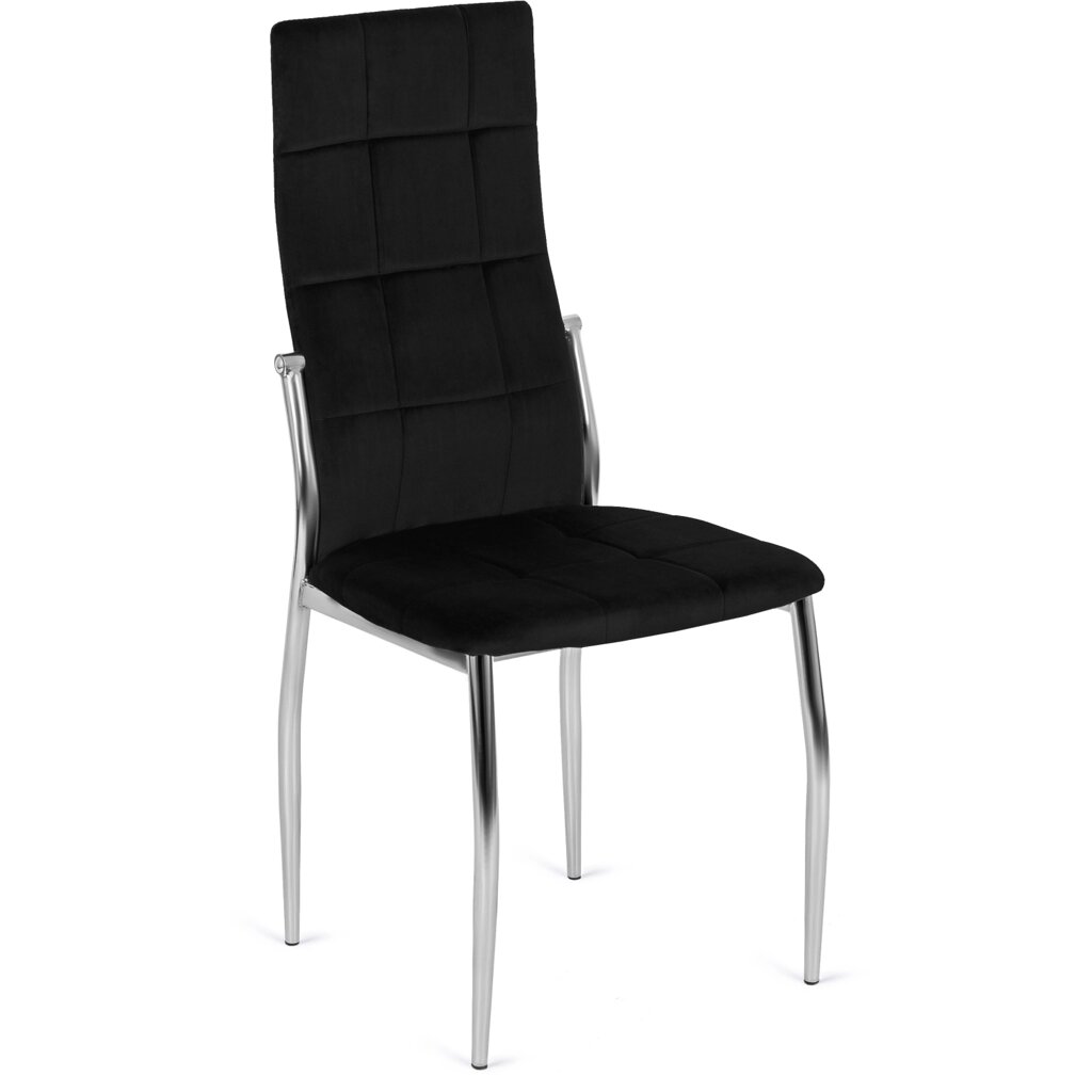 MOLLY Сучасний стілець з м'якою оббивкою із чорного велюру для їдальні від компанії AquaDom - фото 1