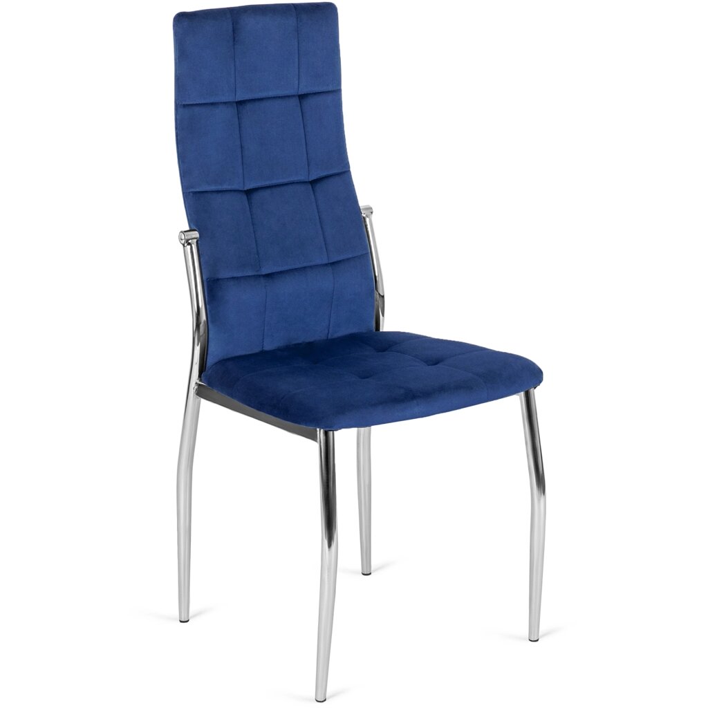 MOLLY Темно-синій велюровий сучасний обідній стілець з м'якою оббивкою від компанії AquaDom - фото 1