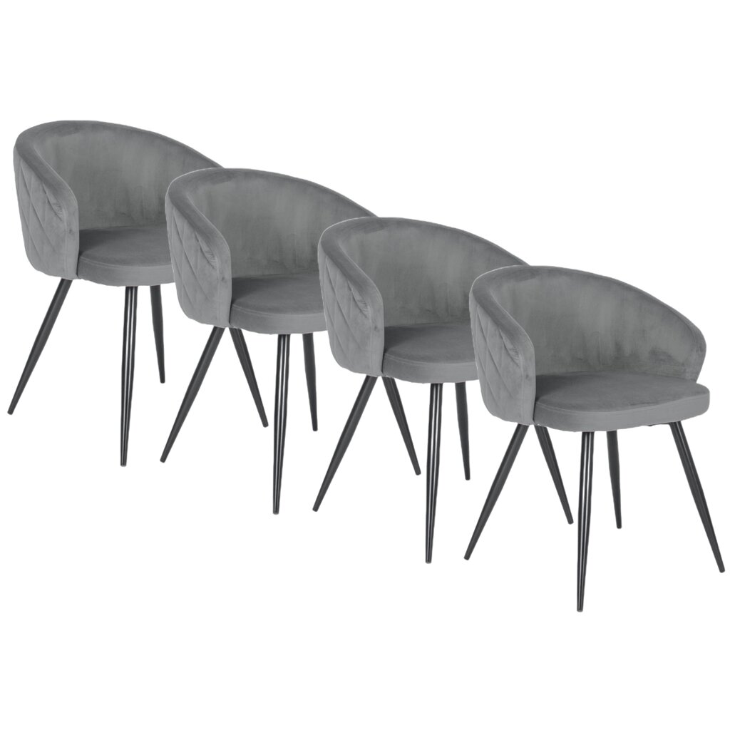 Набір із 4-х обідніх стільців з оббивкою ADELE Grey Velour Modern Loft від компанії AquaDom - фото 1