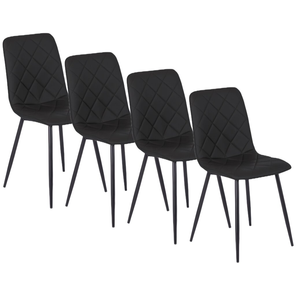 Набір із 4 стільців для вітальні BILI з м'якою оббивкою з екошкіри Modern Loft чорного кольору від компанії AquaDom - фото 1