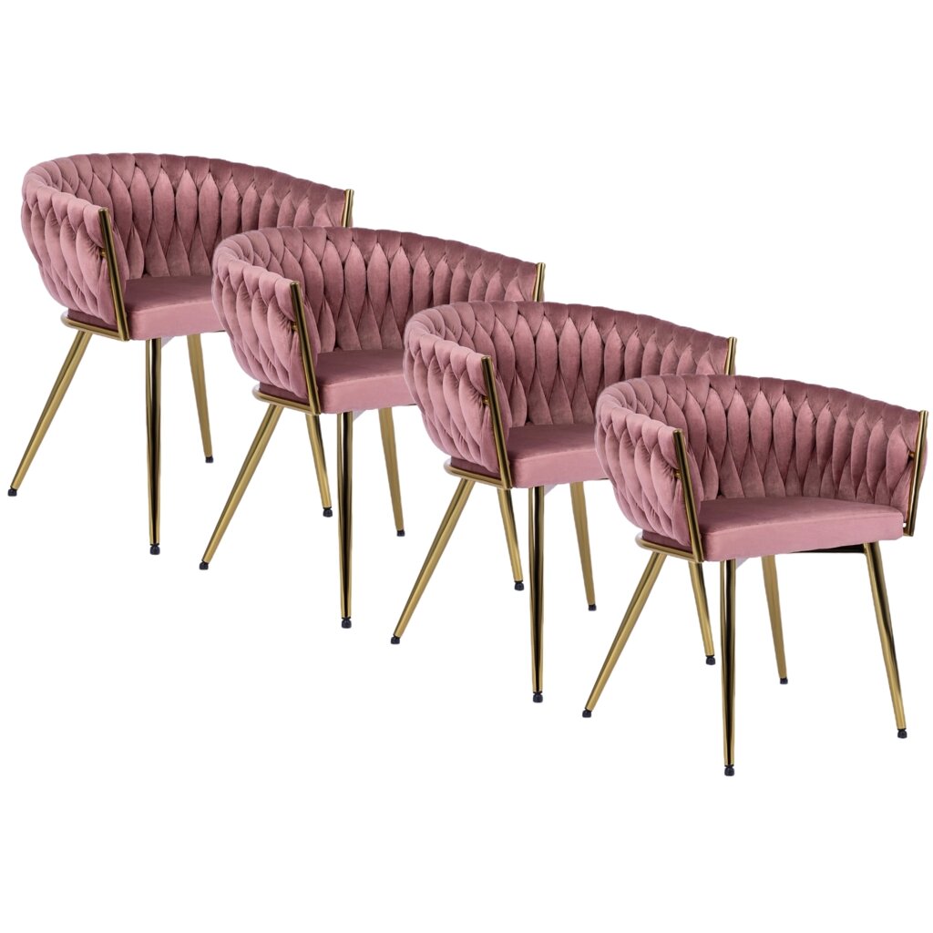 Набір із 4 стільців для вітальні CAPRI Рожевий велюр із м'якою оббивкою Modern Glamour від компанії AquaDom - фото 1