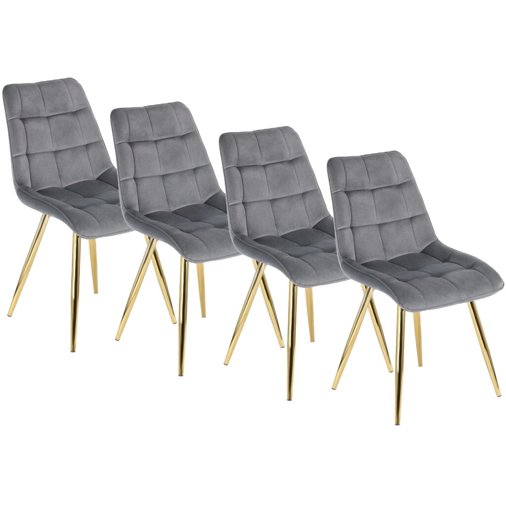 Набір із 4 стільців для вітальні CARO Grey Velour Modern Loft від компанії AquaDom - фото 1