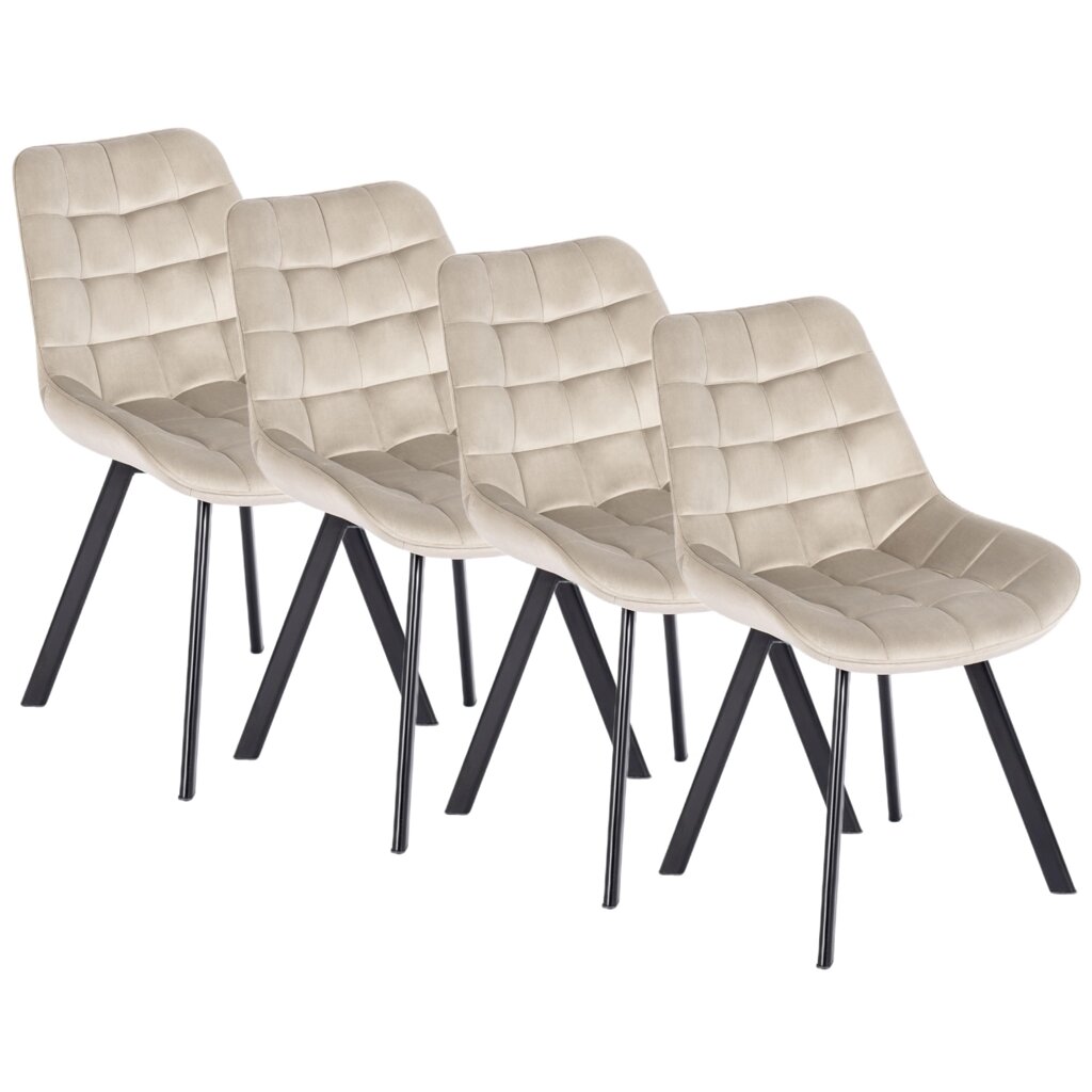 Набір із 4 стільців для вітальні RICK Beige Velour Modern Loft від компанії AquaDom - фото 1