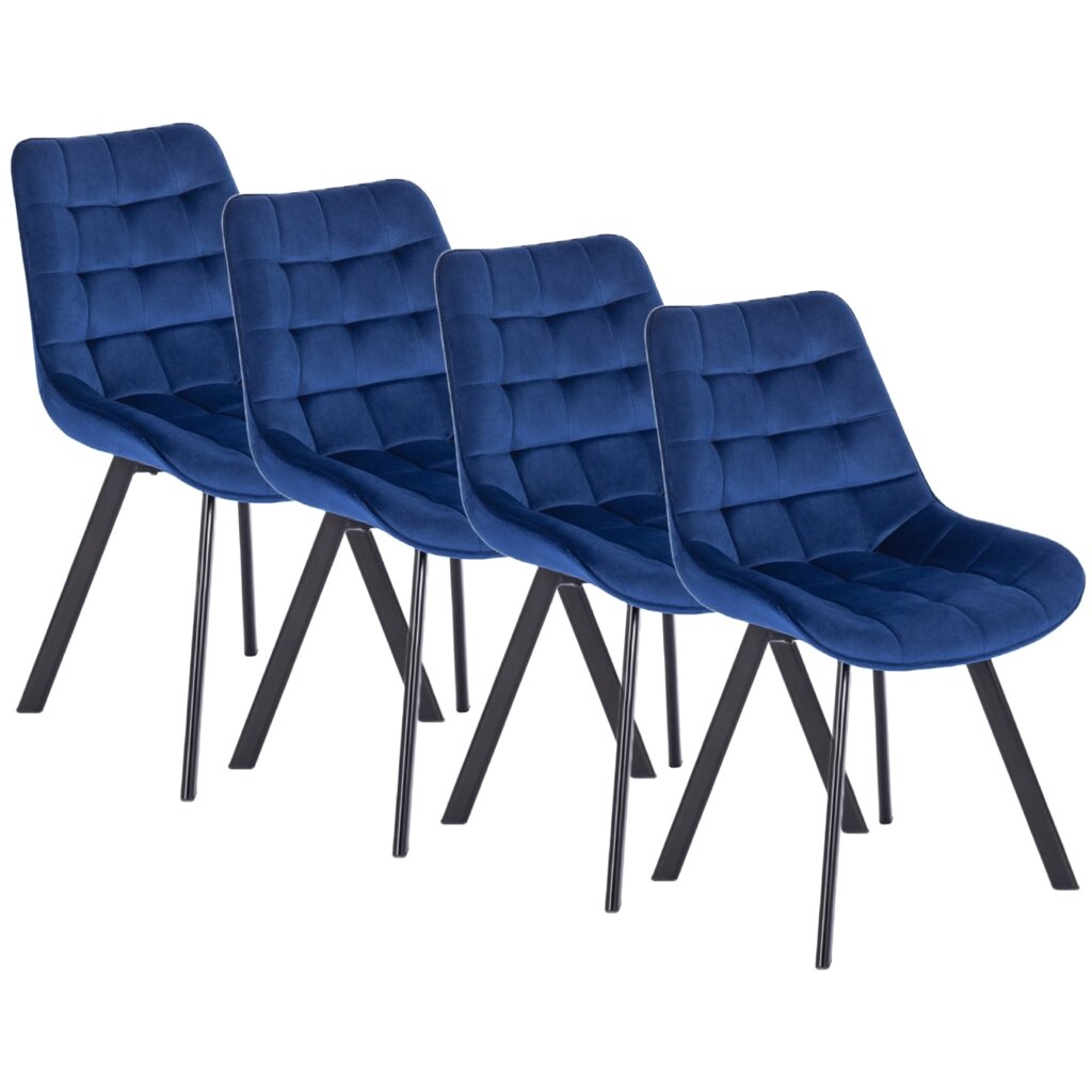 Набір із 4 стільців для вітальні RICK Navy Velour Modern Loft від компанії AquaDom - фото 1