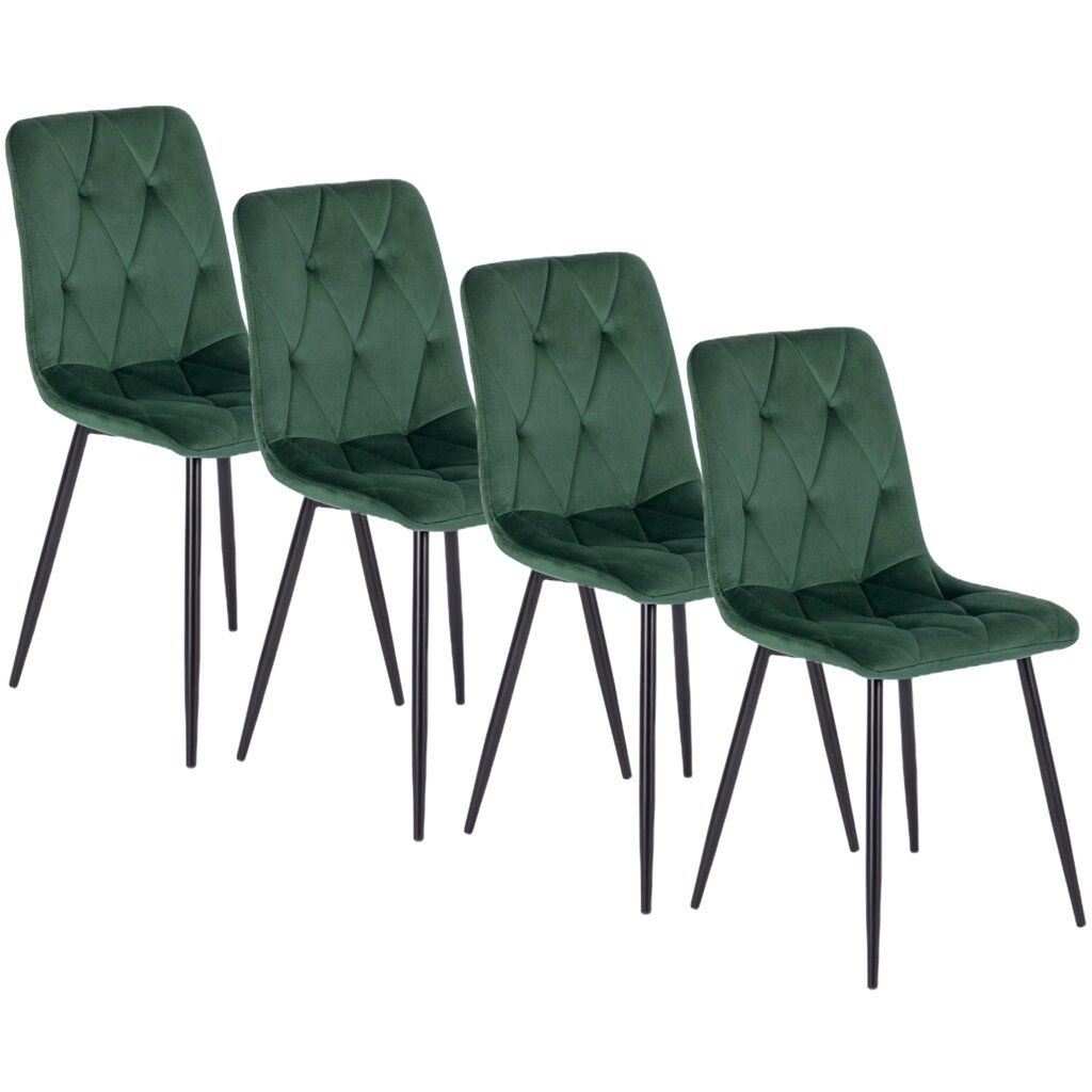 Набір із 4 стільців для вітальні ROBIN Green Velour Modern Loft від компанії AquaDom - фото 1