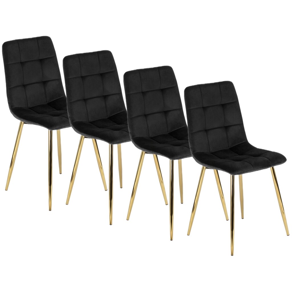 Набір із 4 стільців для вітальні YORK Black Velour Modern Loft від компанії AquaDom - фото 1