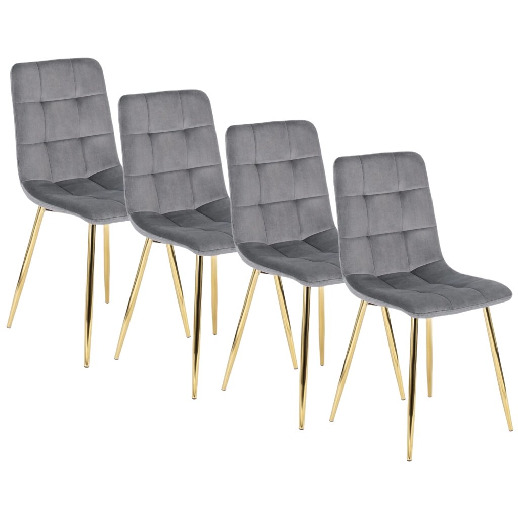 Набір із 4 стільців для вітальні YORK Grey Velour Modern Loft від компанії AquaDom - фото 1