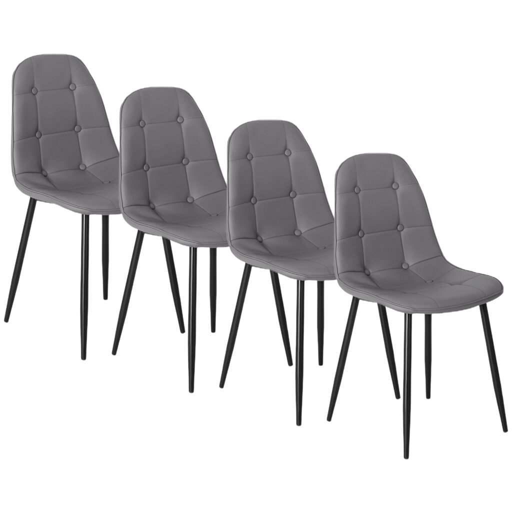 Набір із 4 стільців для вітальні з м'якою оббивкою ARIS Grey PU Leather Modern Loft від компанії AquaDom - фото 1