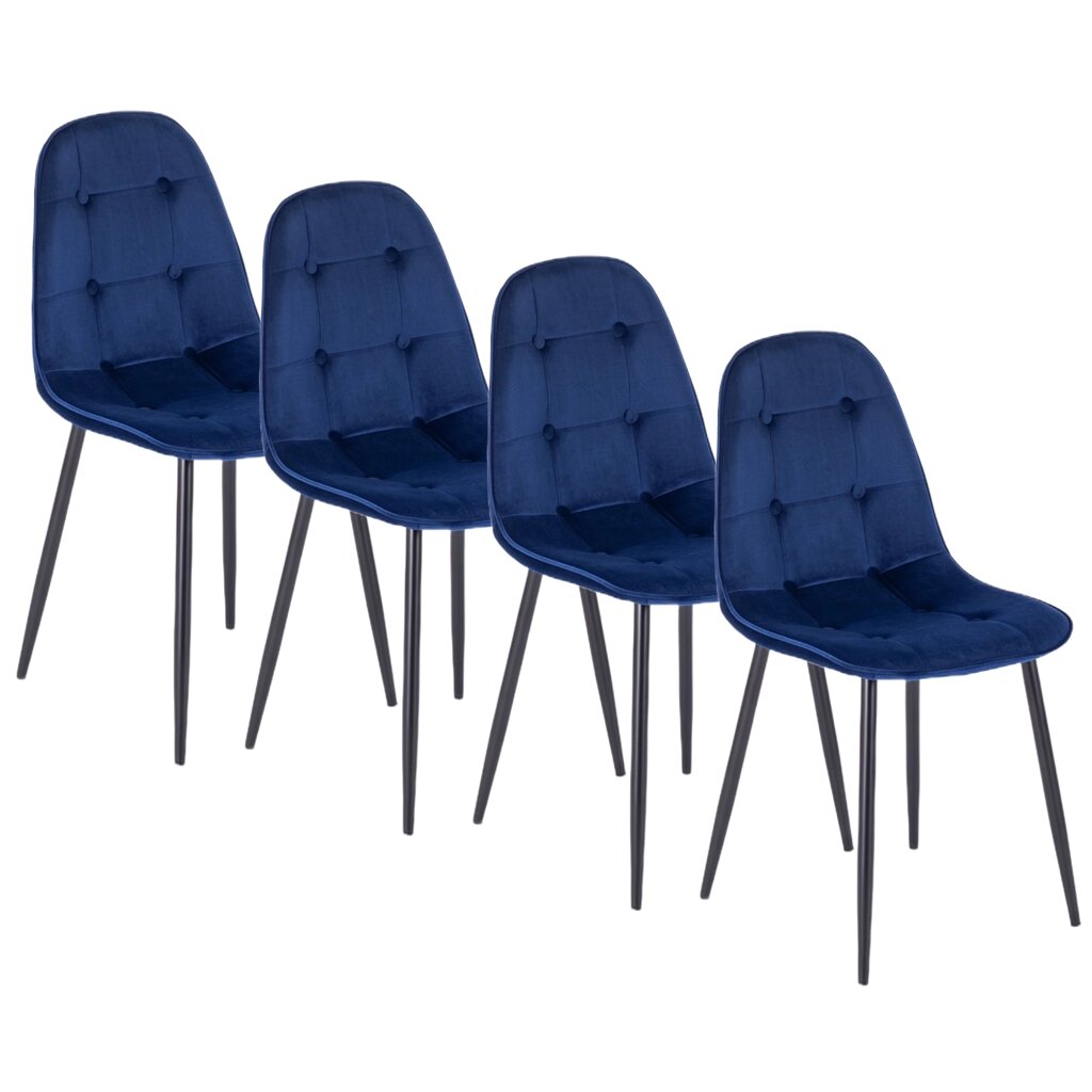 Набір із 4 стільців для вітальні з м'якою оббивкою ARIS Темно-синій велюр Modern Loft від компанії AquaDom - фото 1