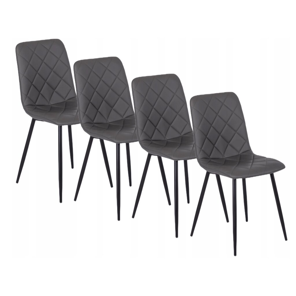 Набір із 4 стільців для вітальні з м'якою оббивкою BILI Grey PU Leather Modern Loft від компанії AquaDom - фото 1