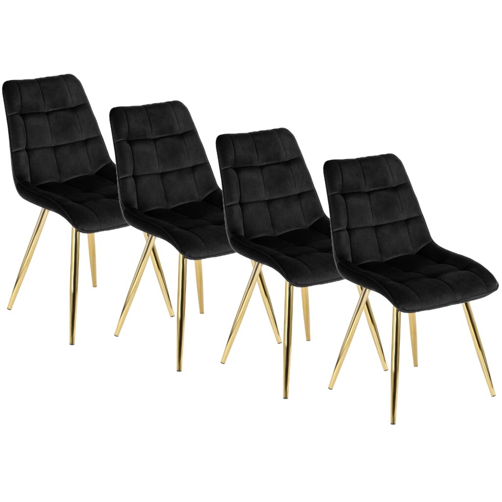 Набір із 4 стільців для вітальні з м'якою оббивкою CARO, чорний велюр, сучасний лофт від компанії AquaDom - фото 1