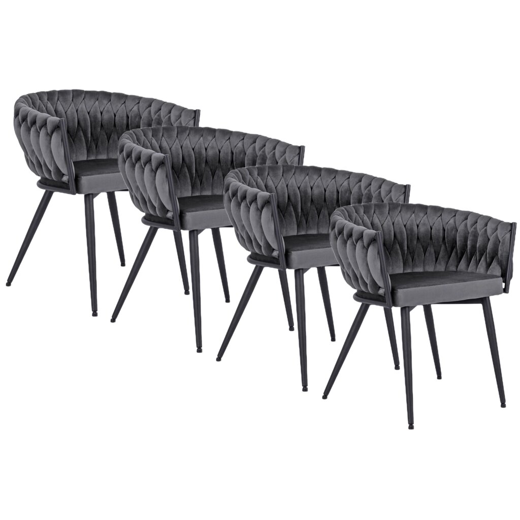 Набір із 4 стільців для вітальні з м'якою оббивкою EMPOLI Сірий велюр Modern Glamour від компанії AquaDom - фото 1