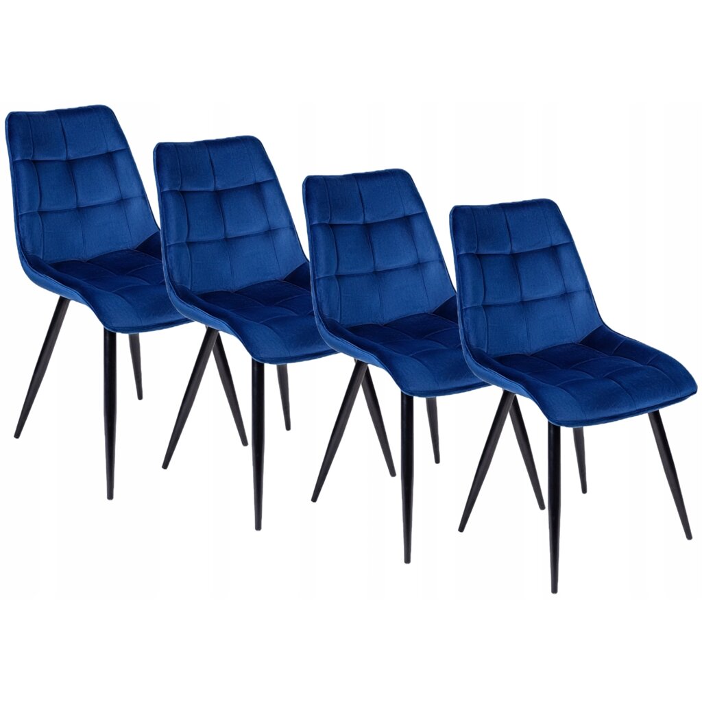 Набір із 4 стільців із м'якою оббивкою для їдальні РІО Темно-синій велюр Modern Loft від компанії AquaDom - фото 1