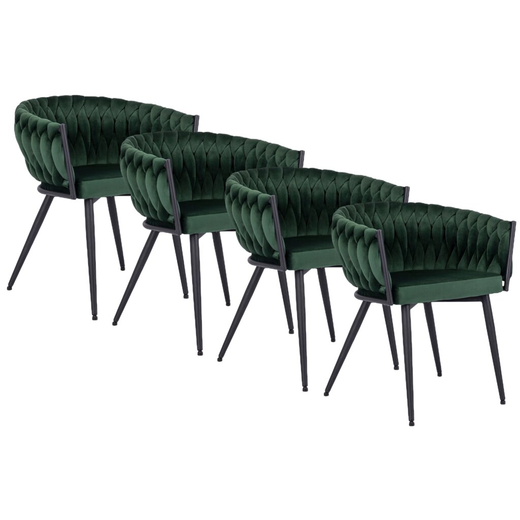Набір із 4 стільців з м'якою оббивкою для вітальні EMPOLI Зелений велюр Modern Glamour від компанії AquaDom - фото 1