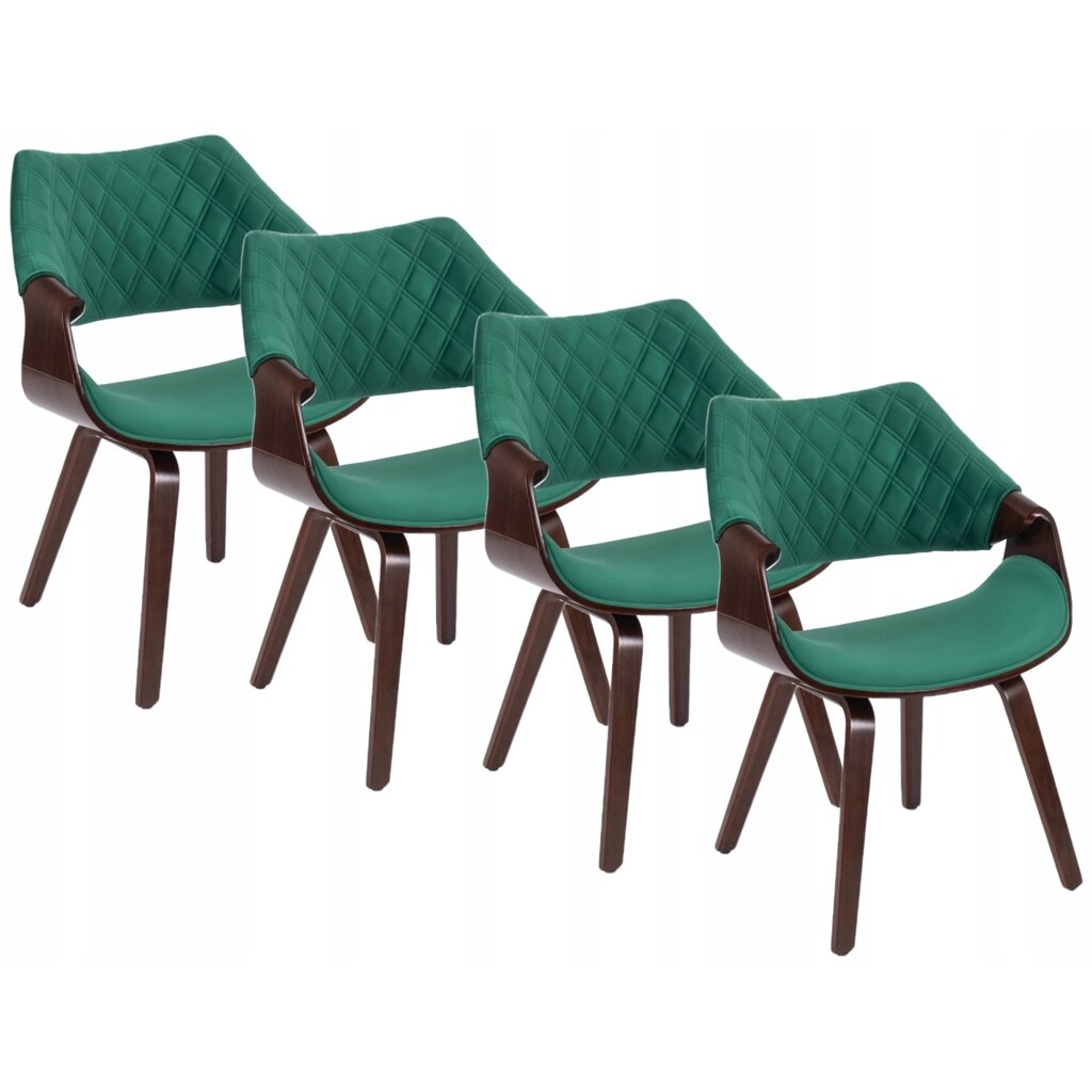 Набір із 4 стільців з оббивкою із гнутого дерева для вітальні LUISE Green Velour Modern Loft від компанії AquaDom - фото 1