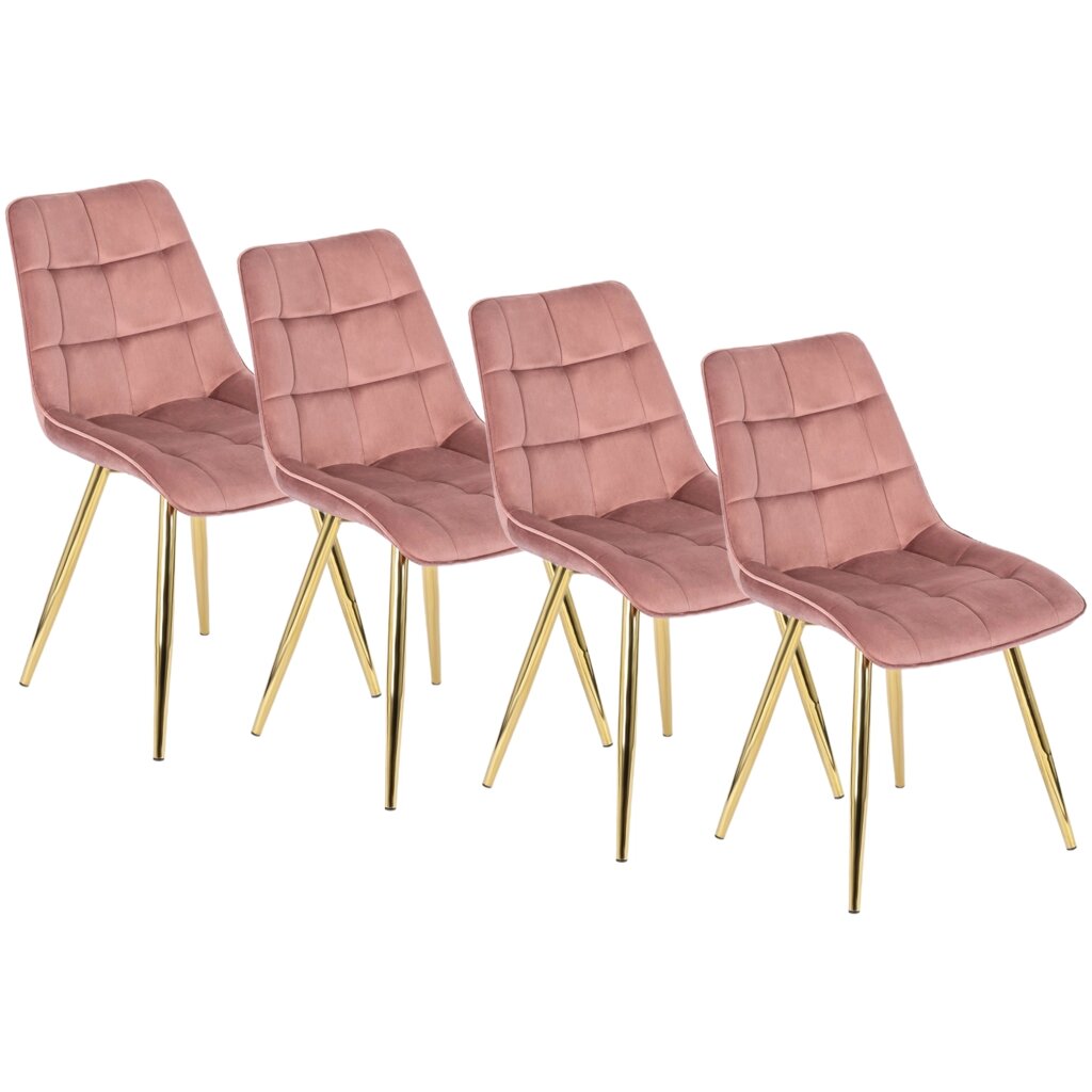 Набір з 4 стільців з м'якою оббивкою CARO Pink Velvet Modern Loft для вітальні від компанії AquaDom - фото 1