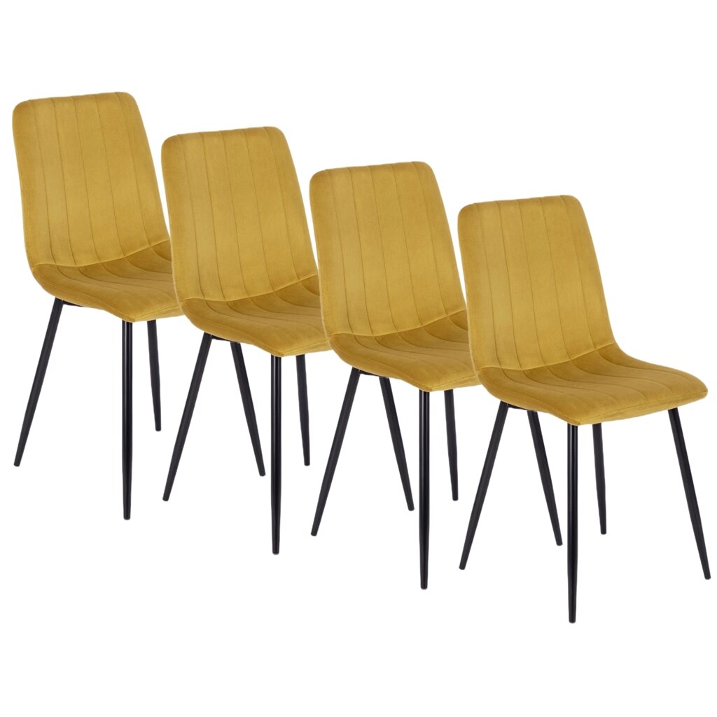 Набір з 4 стільців з м'якою оббивкою для їдальні IBIS Гірчичний велюр Modern Loft від компанії AquaDom - фото 1