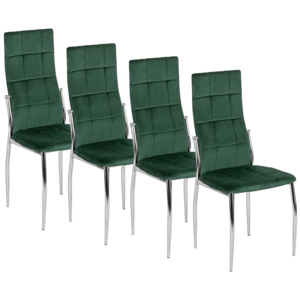 Набір з 4x М'яких обідніх стільців MOLLY Green Velour Modern від компанії AquaDom - фото 1