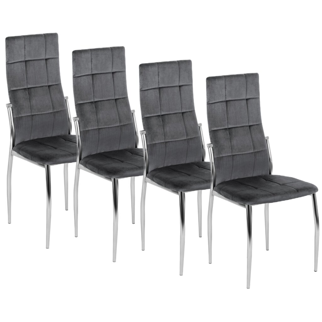 Набір з 4x М'яких обідніх стільців MOLLY Grey Velour Modern від компанії AquaDom - фото 1