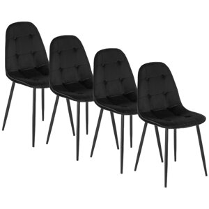 Набір із 4-х стільців для вітальні ARIS Black Velour Modern Loft