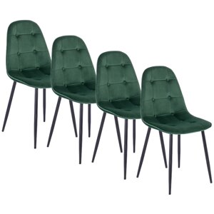 Набір із 4 стільців з м'якою оббивкою для вітальні ARIS Green Velour Modern Loft