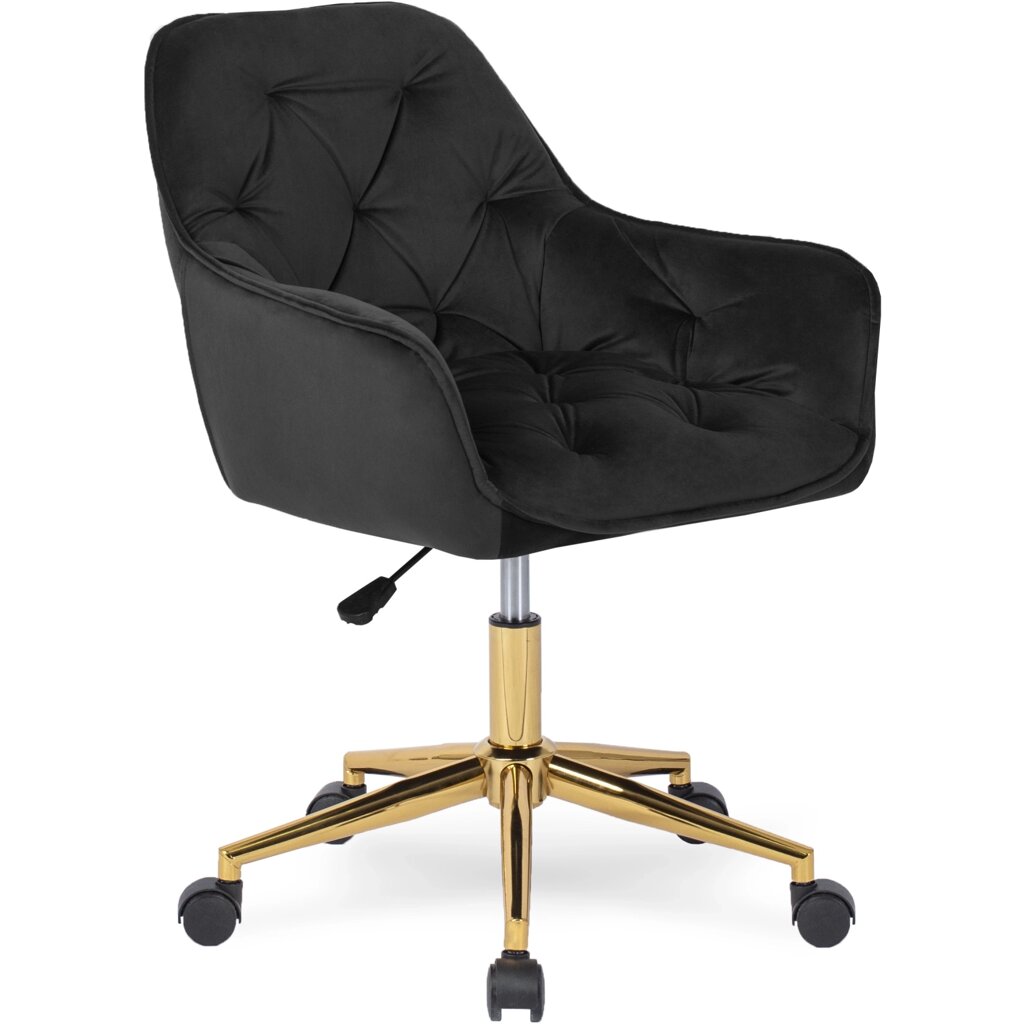 Офісне крісло MILAN Black із золотими ніжками Velour Modern Glamour Office Chair від компанії AquaDom - фото 1