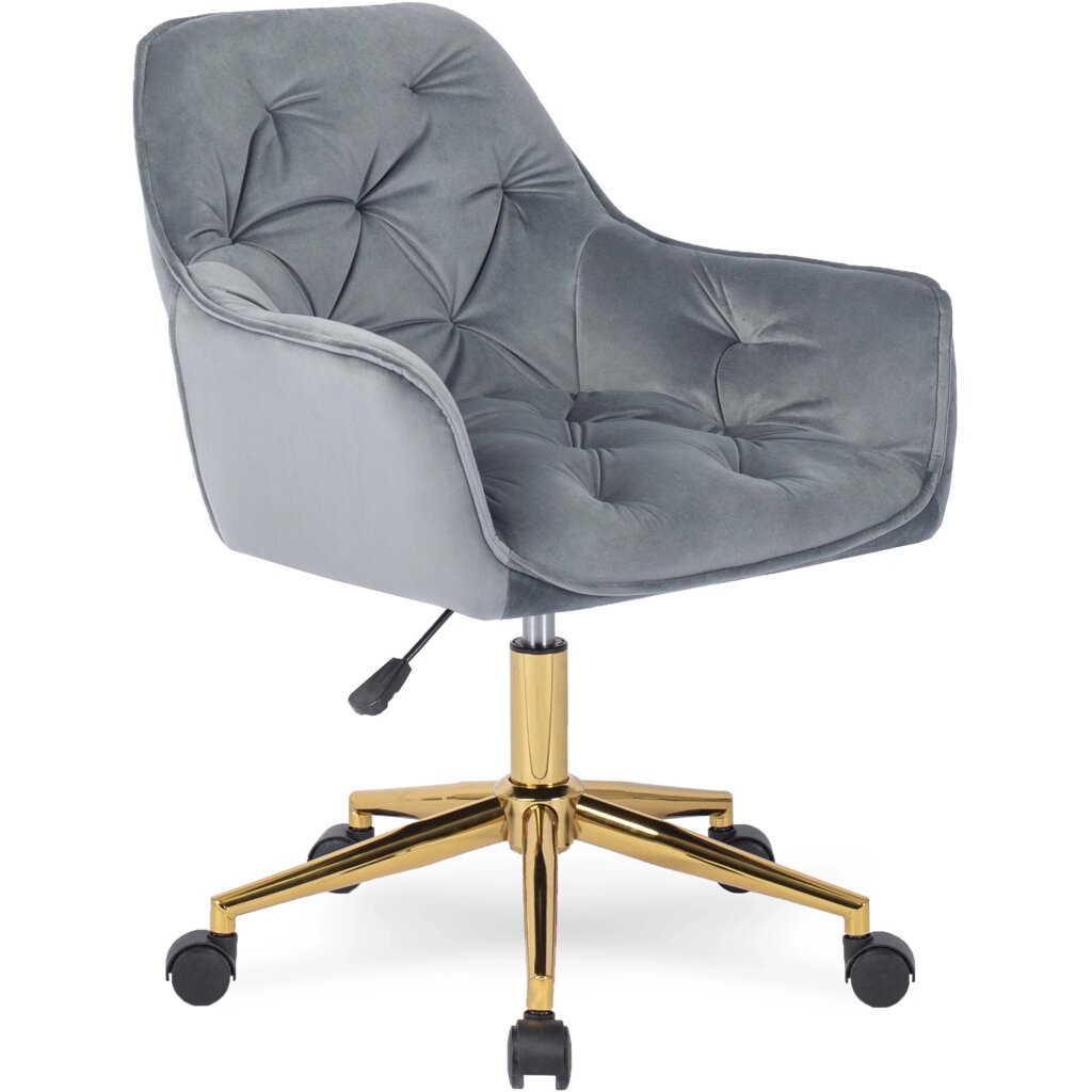 Офісне крісло, що обертається, MILAN Grey з золотими ніжками Velour Modern Glamour від компанії AquaDom - фото 1