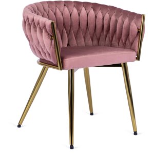 CAPRI Рожевий велюровий сучасний гламурний м'який плетений стілець для вітальні