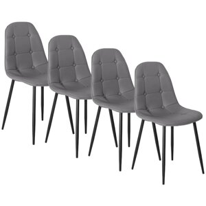 Набір із 4 стільців для вітальні з м'якою оббивкою ARIS Grey PU Leather Modern Loft