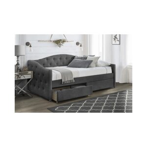 М'яке дерев'яне ліжко із ящиками 90x200 ALOHA Grey Modern Loft