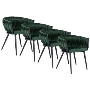 Набір із 4 стільців з м'якою оббивкою для вітальні EMPOLI Зелений велюр Modern Glamour