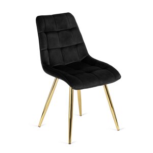 CARO Чорний велюровий сучасний стілець у стилі лофт з м'якою оббивкою для вітальні