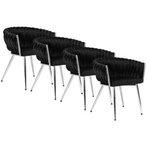 Набір із 4 стільців з м'якою оббивкою для вітальні SIENA Black Velour Modern Glamour