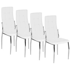 Набір із 4x М'яких обідніх стільців MOLLY Білий Еко-шкіра Modern