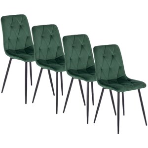 Набір із 4 стільців для вітальні ROBIN Green Velour Modern Loft