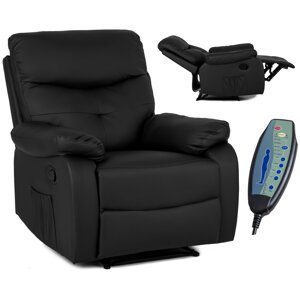 Сучасне складне масажне крісло з підставкою для ніг INTER Black Eco-шкіра