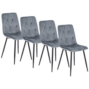 Набір із 4 стільців для вітальні ROBIN Grey Velour Modern Loft