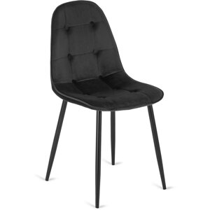 ARIS Чорний велюровий сучасний стілець у стилі лофт з м'якою оббивкою для вітальні