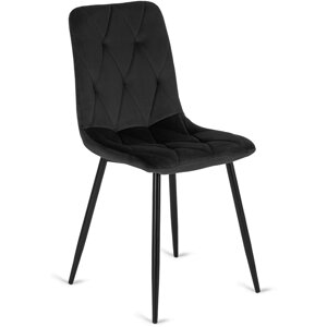 ROBIN Чорний велюровий стілець у стилі лофт з м'якою оббивкою для вітальні