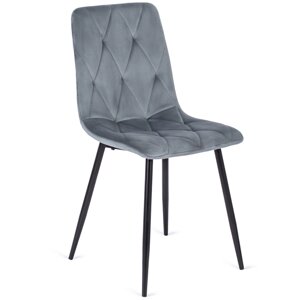 ROBIN Сірий велюровий сучасний стілець у стилі лофт з м'якою оббивкою для вітальні