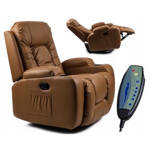 Складне масажне крісло з підставкою для ніг BOX Світло-коричневий Сучасний Екошкіра